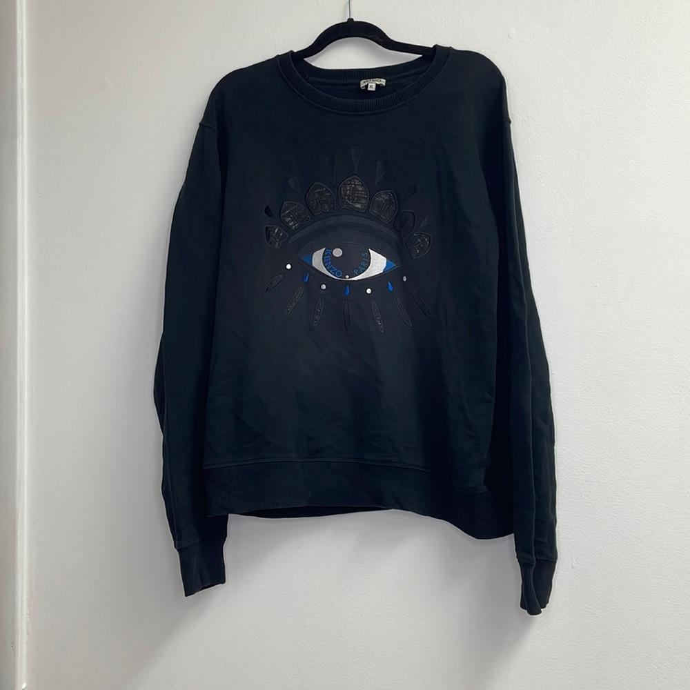 KENZO Paris Black Evil Eye Embroidery Sweatshirt